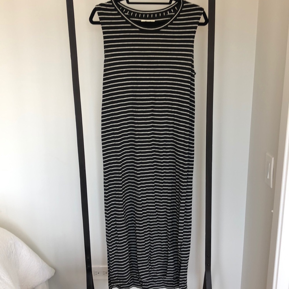 Madewell dark navy/black and white striped dress